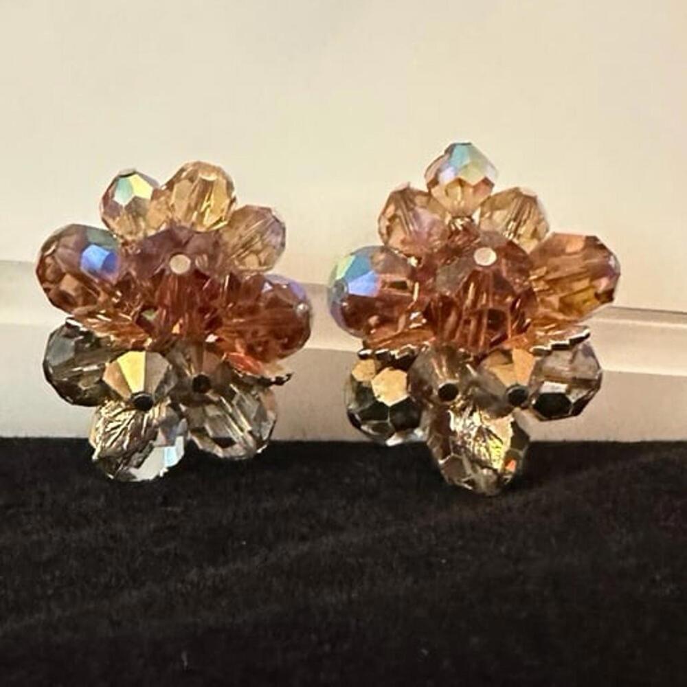 Vintage VENDOME Crystal Cluster Leaves Earrings + Necklace